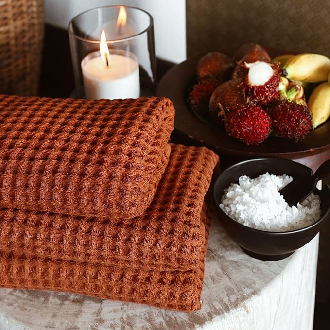 sea me at home Waffle Bath Sheet 100% Turkish Cotton - Large Bath Towel (34x67 Inches) Luxurious Spa Towel for Bath, Beach, or Pool Time