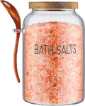 2 Pcs 94 oz Bath Salts Glass Jar with Wooden Lid, Bath Salt Container with Scoop, Airtight Storage Bathtub Accessories for Women