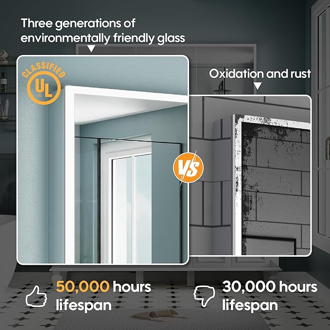 WELLFOR 20" X 30" Medicine Cabinet with Lights, 3X Magnification, Anti-Fog Mirrored Cabinet, Bathroom Vanity Medicine Cabinet with Outlets & USB Ports, Left Opening Door