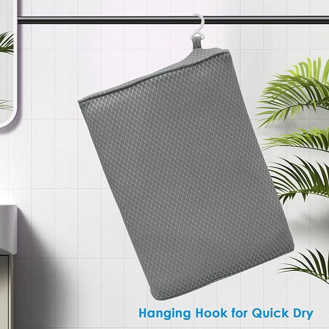 Shower Seat Cushion, Shower Chair Cushion for Transfer Benches in Bathtub, Cushion for Sauna, 3D Mesh Pad with Hook, Slip-Resistant, Design for Elderly, Senior, Handicap Disabled