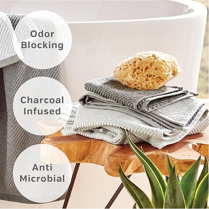 Wellbe 6-Piece Washcloth Set, Quick Dry, Absorbent, Soft, 13” x 13”, White