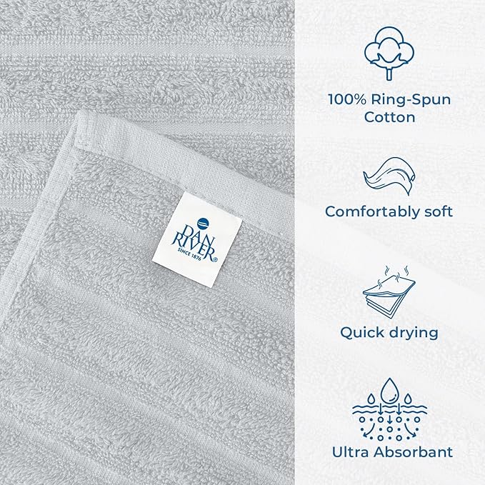 DAN RIVER Pack of 2 Bath Sheet 35x70 Inches, Extra Large Ribbed Oversized Bath Towels, Thick Absorbent Hotel Bath Towels - Highrise