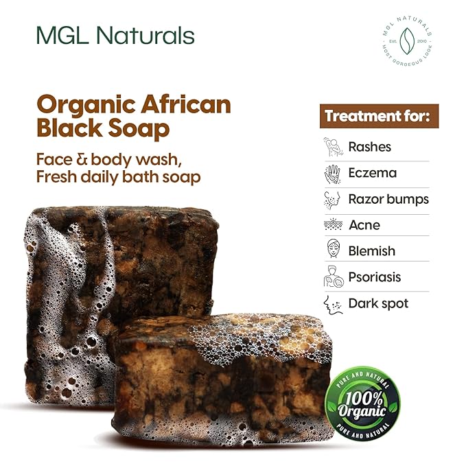 MGL Naturals Raw African Black Soap, 1 lb.