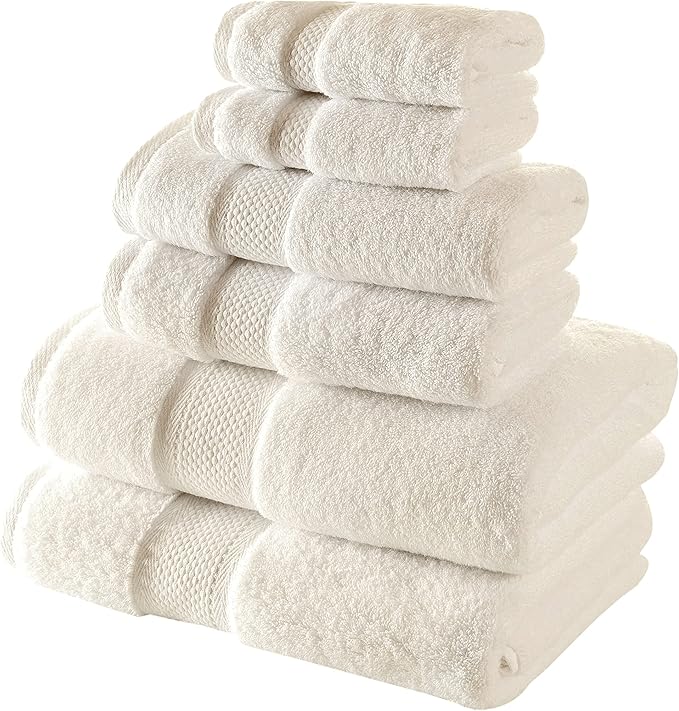 BAGNO MILANO Turkish Towels, Ultra Soft, Plush Luxury Turkih Cotton Bath Towels, Quick Dry Towel Set Made in Turkey (Cream, 6 Pcs Towel Set)