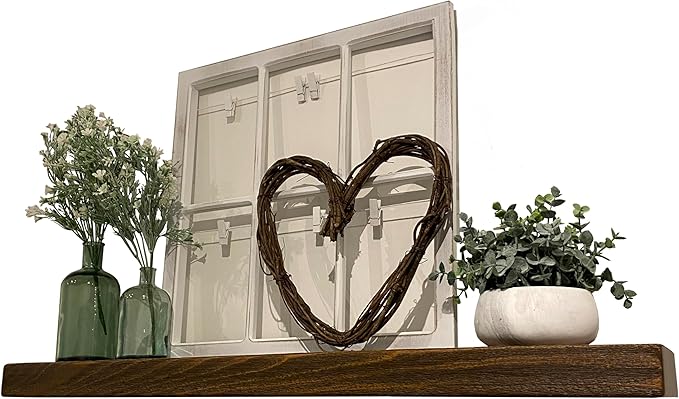 joelsantiques 42 Inch Wooden Floating Shelves for Wall - 42x10x2 in - Made of Natural Wood - Long Heavy Duty Rustic Wall Shelves for Bedroom - Perfect for Living Room, Kitchen - Medium Brown