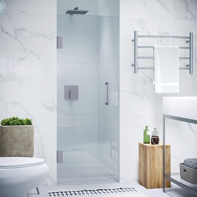ANZZI 72" x 30" Frameless Shower Door in Brushed Nickel, Water Repellent Glass Shower Door with Seal Strip Parts and Handle, 3/8 Glass Hinged Shower Door with Handle,Series (SD-AZ09-02BN)