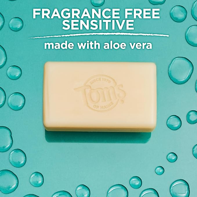 Tom’s of Maine Natural Beauty Bar Soap For Women and Men, Fragrance Free, Sensitive Skin, 5 oz Bar (Pack of 6)