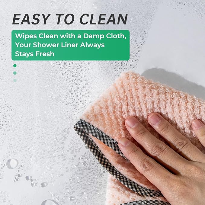 AmazerBath Plastic Shower Curtain Clear 72x74 Inches, Clear Shower Curtain Heavy Duty 8G Premium PEVA, Weighted Shower Curtains for Bathroom Accessories with 3 Big Stones and 12 Rustproof Grommets