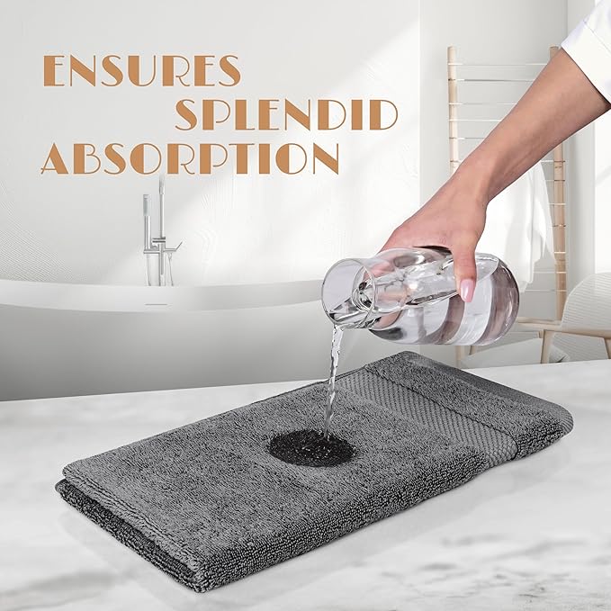 White Classic Gray Hand Towels for Bathroom [6 Pack] Cotton Hand Towel Bulk for Gym, Kitchen and Spa, 16x27 Inches Soft Highly Absorbent Quick Dry Terry Salon Towels