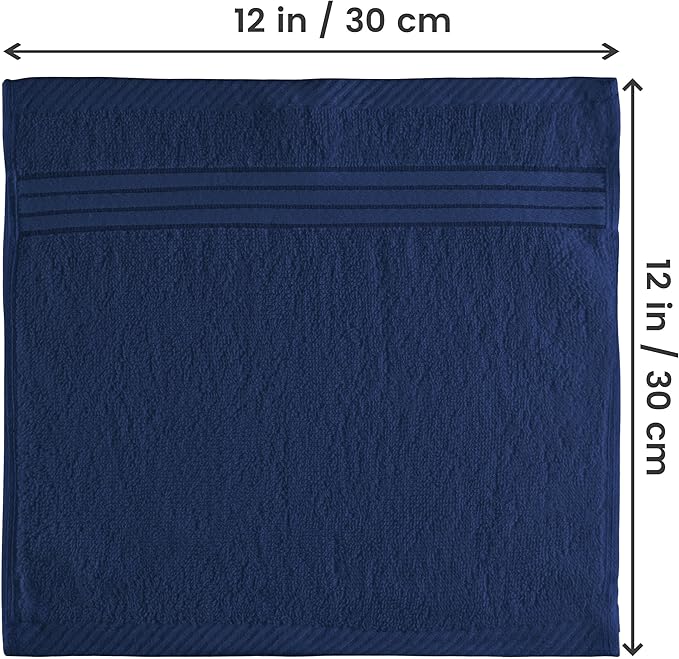 Utopia Towels 12 Pack Premium Wash Cloths Set, 12 by 12 Inches, 100% Cotton Ring Spun, Highly Absorbent and Soft Feel Washcloths for Bathroom, Spa, Gym, and Face, Navy