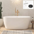 FerdY Tahiti 55" Acrylic Freestanding Bathtub, Elegant Oval Shape Soaking Bathtub, Glossy White, Matte Black Drain & Integrated Slotted Overflow Assembly Included cUPC Certified