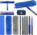 Wontolf 79'' Window Squeegee Cleaner Tool with Extension Pole, 4-in-1 Rotatable Streak-Free Squeegee for Window Cleaning Kit with Storage Bag, for Home, Indoor/Outdoor Windows, Car, Glass, Shower