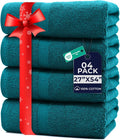 DAN RIVER Bath Towels Set of 4, 27 x 54 Inches, 100% Cotton, Larger & Lighter Weight, Quicker to Dry, Super Soft and Absorbent, Ideal Luxury Bath Towels for Daily Use, Teal