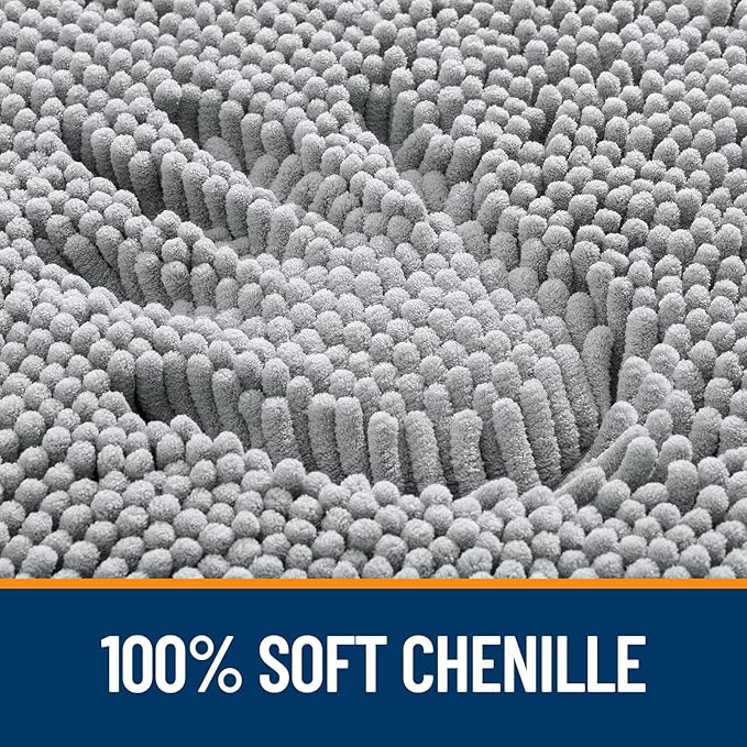 OLANLY Bathroom Rugs 45x27, Extra Soft Absorbent Chenille Bath Rugs, Rubber Backing Quick Dry, Machine Washable Bath Mats for Bathroom Floor, Tub and Shower, Home Decor Accessories, Light Grey
