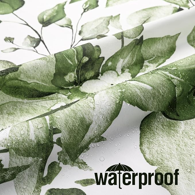 Gibelle Extra Long Shower Curtain 72 x 84, Tall Olive Green Floral Shower Curtain for Bathroom, Watercolor Plant Eucalyptus Leaves Fabric Shower Curtain Set