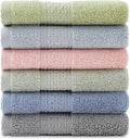 6 Pack 100% Cotton Washcloths Set, Highly Absorbent and Soft Feel Fingertip Towels, 13 x 13 in Quick Dry Face Cloths