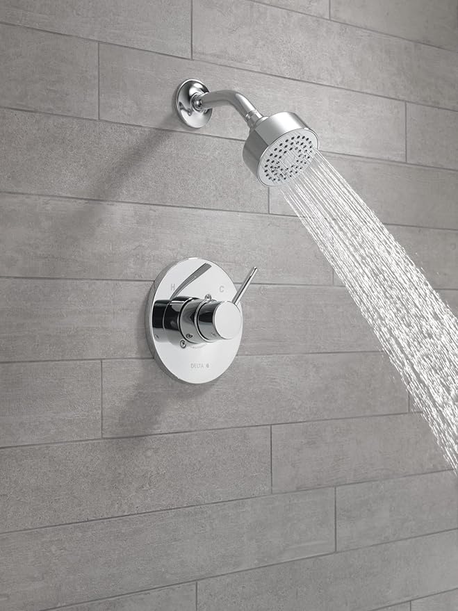 Delta Modern 14 Series Shower Faucet Set, Chrome Shower Head and Handle Set, Valve Trim Kit, Chrome T14259-PP (Valve Not Included)