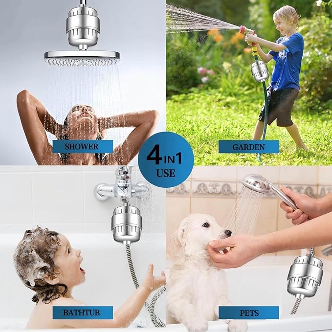 20 Stage Shower Head Filter - 1 Cartridges,Hard Water Filter,99% Remove Chlorine, Fluoride,Heavy Metals and Harmful Impurities,High Output Showerhead Filters for Improving Skin and Hair,Chrome