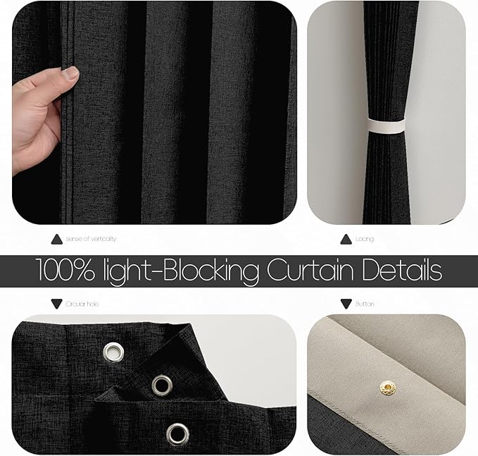 Accordian Door Curtain, 100% Blackout Folding Magnetic Doorway Curtains,Linen Style Closet Doors,for Room Divider,Privacy Protection（W52 x L78,Black,1 Panel）