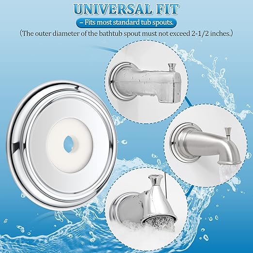 Enhon 2 Pack Metal Tub Spout Cover Ring, Bathroom Faucet Remodeling Wall Plate with Foam Gasket, 1-1/2 Inch ID and 3-5/8 Inch OD(Chrome)