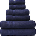 SOFE H&L | Olea Luxury Turkish Cotton Bath Towels Set of 6 : 2 Bath Towels 2 Hand Towels 2 Wash Cloths, Navy | Thick, Premium, Soft, Durable, Absorbent - Hotel Quality Towel Sets for Bathroom