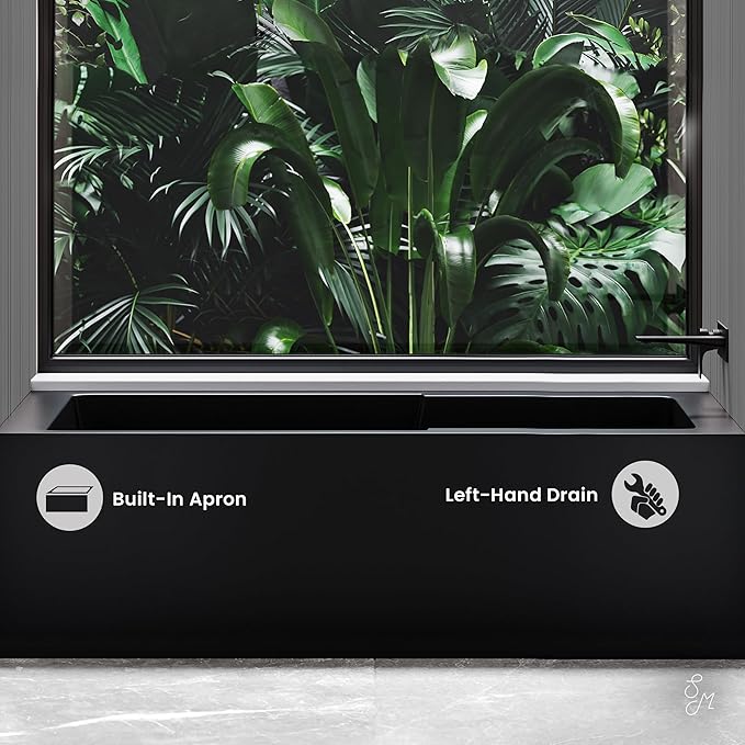 Voltaire 60 in. x 32 in. Acrylic Matte Black, Skirted Alcove, Integral, Right-Hand Drain, Apron Bathtub
