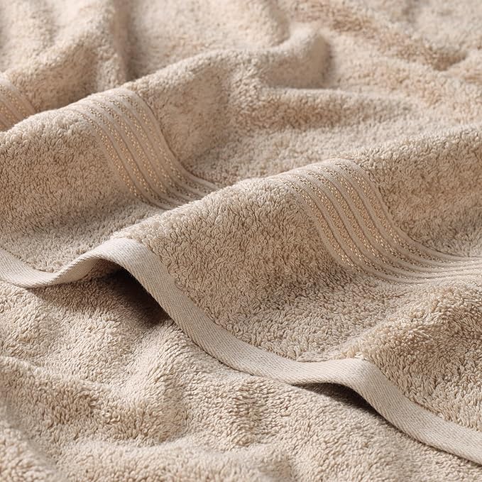Superior Egyptian Cotton Bath Towel Set, Home Bathroom Towels, Master, Guest Bath, Decor Essentials, Quick Dry, Absorbent, Large Body Towels, Spa, Hotel, Resort, Adult, Kids, Set of 2, Taupe