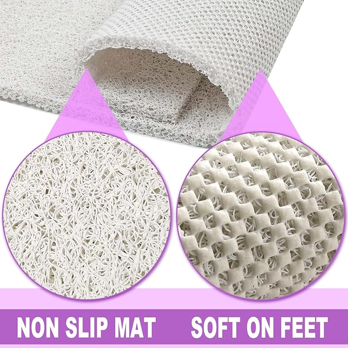 Shower Mats Non Slip for Elderly, 24x47’’Extra Lager Loofah Loofah Bath Mats for Shower, Non-Slip BathMat for Elderly-White