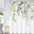 Gibelle Sage Green Eucalyptus Shower Curtain, Watercolor Plant Leaves with Floral Bathroom Decor Waterproof Fabric Shower Curtain Set 72x72 Inch White
