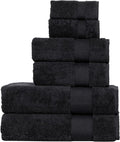 Hencely 6-Piece Bath Towel Set - High Absorbency, Quick Drying - 100% Soft Turkish Cotton - 2 Bath Towels, 2 Hand Towels, 2 Washcloths - for Bathroom, Home, Hotel, Spa, and Gym - 6-Pack Black