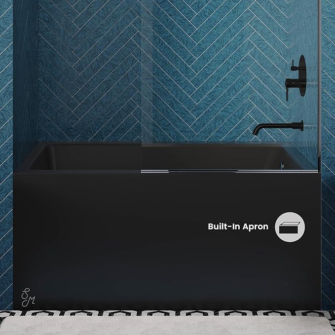 Voltaire 48" X 32" Right-Hand Drain Alcove Bathtub with Apron in Matte Black