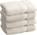BLUENILEMILLS BNM Egyptian Cotton 4-Piece Towel Set, Includes 4 Hand Towels, Attached Loop for Easy Hanging and Storage, Hotel Quality, Perfect for Bathroom, Gym, Shower Space, or Spa, Stone