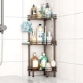 HapiRm Corner Shower Caddy Standing - 3 Tier Shower Organizer Corner with Soap Holder, Rustproof Bathroom Standing Organizer with 4 Hooks, Bronze