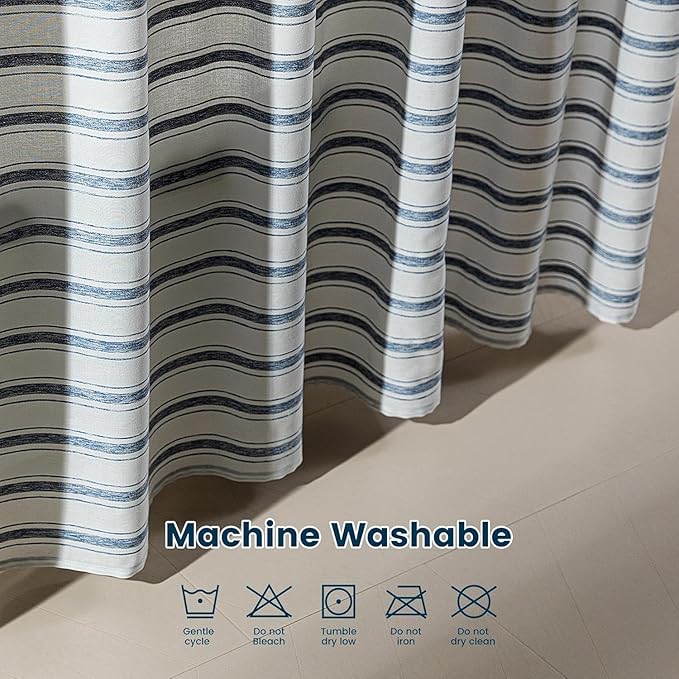 SLEEP ZONE Shower Curtain Liner, Waffle Shower Curtains for Bathroom, Heavy Duty Thick Fabric Shower Curtains - 285GSM Luxury Weighted Polyester Bath Curtain, 72" × 72" (Blue)