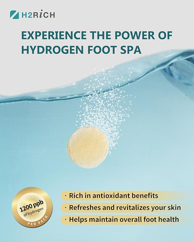 Hydrogen Foot Soak Effervescent Tablets 6 Pack | Ginger & Mugwort Herb Foot Bath, Relaxing Spa Pedicure Care | Improves Circulation, Soothes Tired Feet, Softens Calluses, Controls Odor