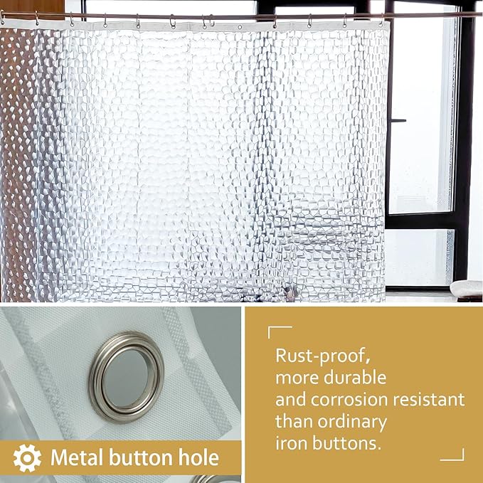 NTBAY EVA Clear Shower Curtain with Water Cube, Water-Repellent Liner with 3 Magnets for Bathroom, 36x72 Inches