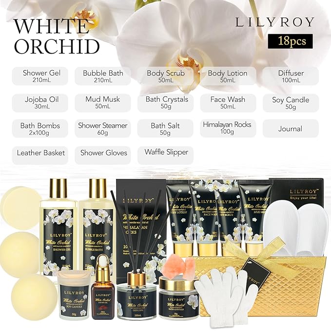 Christmas Gifts for Women - 18-Piece Luxury Gold Spa Gift Set, Premium Bath Collection | Father's Day, Mothers Day Gift, Birthday Gifts, All Occasion Ultimate Holiday Gift for Her & Him