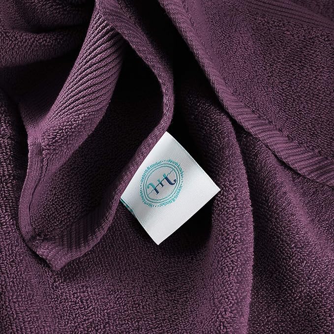 Hearth & Harbor Bath Mat Towels - 100% Ring Spun Cotton Luxury Towels - Ultra Soft & Highly Absorbent, Bathroom Towels, Floor Mat - Purple