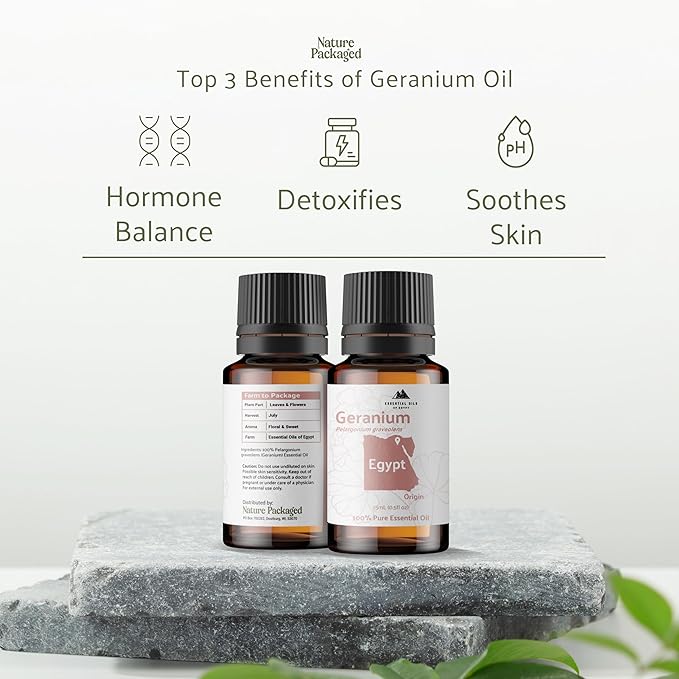 Geranium Essential Oil - Direct from Egypt Nile Delta - Pure Essential Oils for Body, Skincare & Balance - Natural Aceite de Geranio - 100% Pure Therapeutic Grade - 8oz