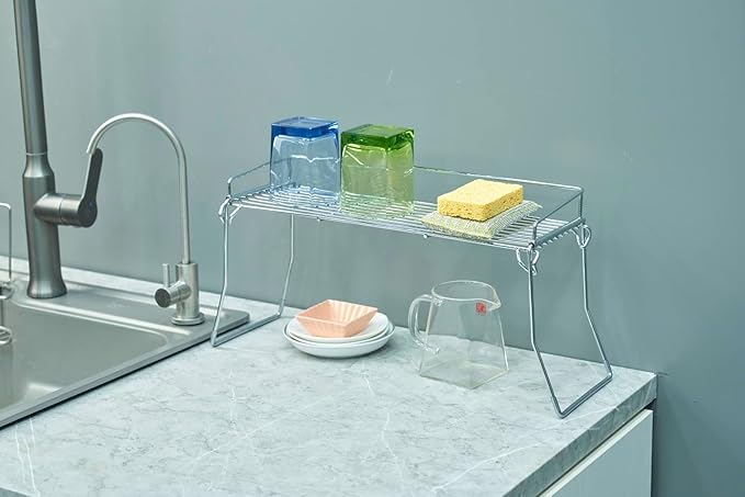 Metal The Sink Vanity Organizer, Bathroom or Kitchen Sink Organizer, Feminine Products Organizer (Chrome)