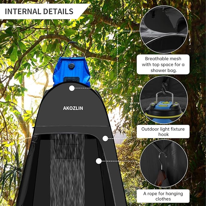 AKOZLIN Portable Pop Up Shower Tent Instant Privacy Dressing Changing Tent Outdoor Shower Room Camp Toilet Tent