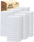 GOLD TEXTILES 60 Pack Economy White Washcloths Set (12x12 inches) - Cotton Blend Commercial Grade Cleaning Rags, Quick Drying & Soft Face Cloths, Fingertip Towels for Bathroom, Spa, Gym, and Kitchen