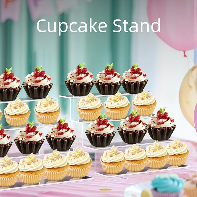 9 Inch Acrylic Shelf for Perfume Organizer in 3 Pack, 4 Tier Funko POP Shelves, Cologne Organizer Tiered Riser Display Stand, Acrylic Display for Decoration
