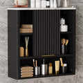 24” Bathroom Wall Cabinet, Modern Wood Medicine Cabinet with Adjustable Shelves, Above Toilet Storage Organizer for Kitchen, Living Room,Laundry Room,Black