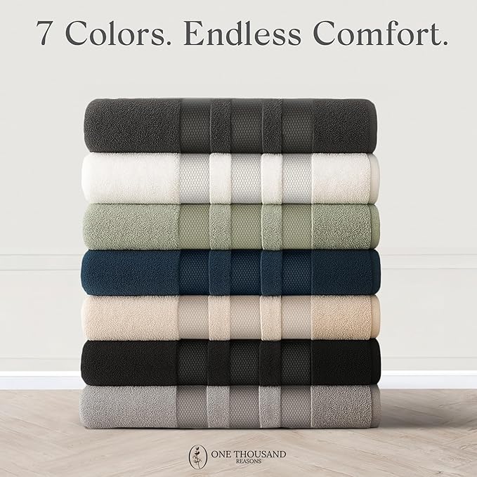 Premium Staple Cotton Bathroom Towel Set - Beige 600 GSM 6-Piece Luxury Bath Towel Set 3 Stripe - 2 Bath Towels, 2 Hand Towels & 2 Washclothes Set - High Absorbent & Quick Dry for Gym, Spa, Hotel