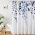 Colorful Star Green Eucalyptus Waterproof Shower Curtain Set with Hooks, Minimalist Watercolor Floral Print Bathroom Décor, Plant Leaves Washable Fabric Shower Curtain, 72 x 72 Inch