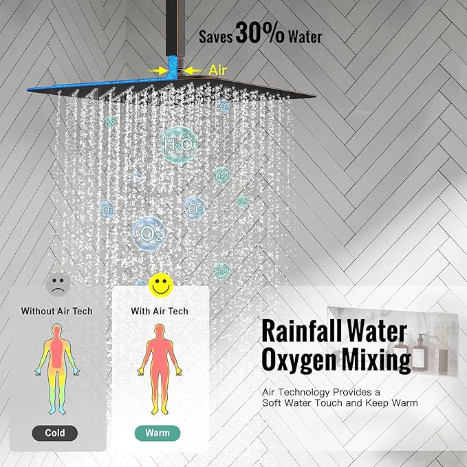 SR SUN RISE 16 Inches Oil Rubbed Bronze Shower Faucets Sets Complete Bathroom Rain Mixer Shower System Ceiling Mounted Rainfall Shower Head System (Contain Shower Faucet Rough-In Valve Body and Trim)
