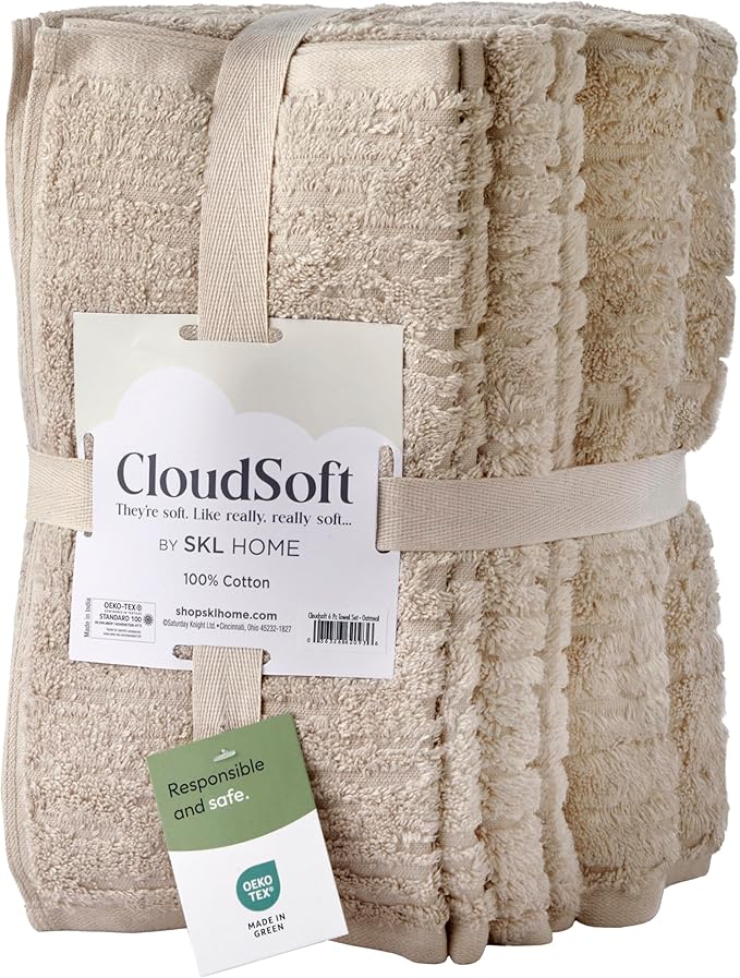 SKL Home CloudSoft Cotton Luxury 6-Piece Towel Set, Oatmeal