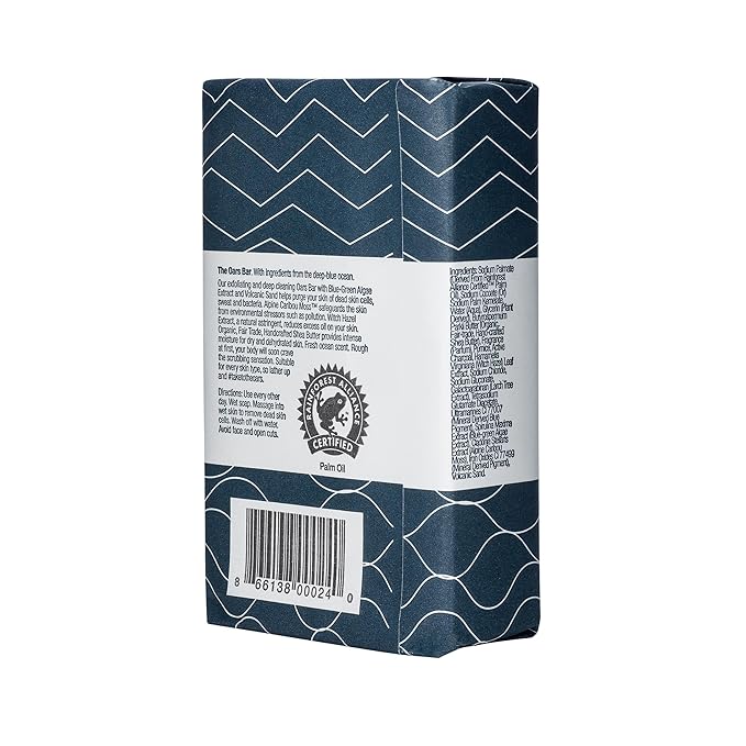 Oars + Alps Blue Charcoal Exfoliating Bar Soap for Men, Deep Cleaning & Exfoliating Soap, Dermatologist Tested & Made with Clean Ingredients, All Skin Types, Travel Size, 1pk, 6oz