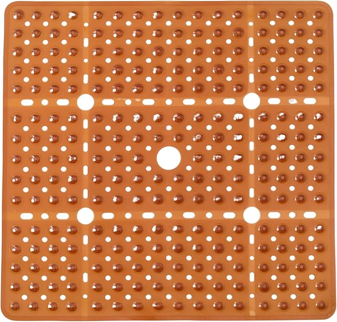 ENKOSI Large Square Shower Mat Non Slip - Bath Mats for Bathroom Non Slip for Shower - Shower Mats for Showers Anti Slip - Shower Grip Mat - Square Bath Mat - Large Shower Mat (Clear Brown 27x27)
